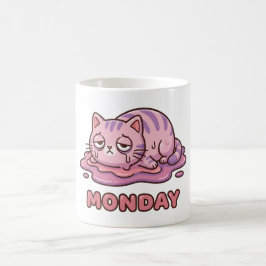 Funny Monday Meltdown Pink Cat Coffee Mug Koffiemok