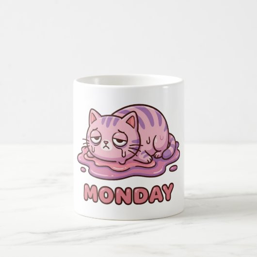 Funny Monday Meltdown Pink Cat Coffee Mug Koffiemok (Center)