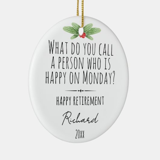 Funny Monday Quote Custom Retirement Name Keramisch Ornament (Rechts)