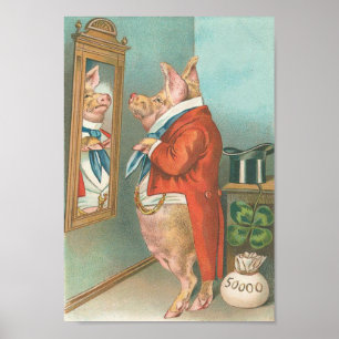 Funny Money Pig Poster