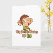 Funny Monkey 13-jarige verjaardag Kaart (Gele Bloem)