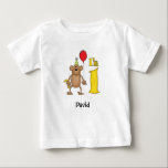 Funny Monkey 1st Birthday Baby T-Shirt<br><div class="desc">Een stomme en grappige aap met een pet op de eerste verjaardag,  met een banaan en een rode ballon naast een groot nummer 1.</div>