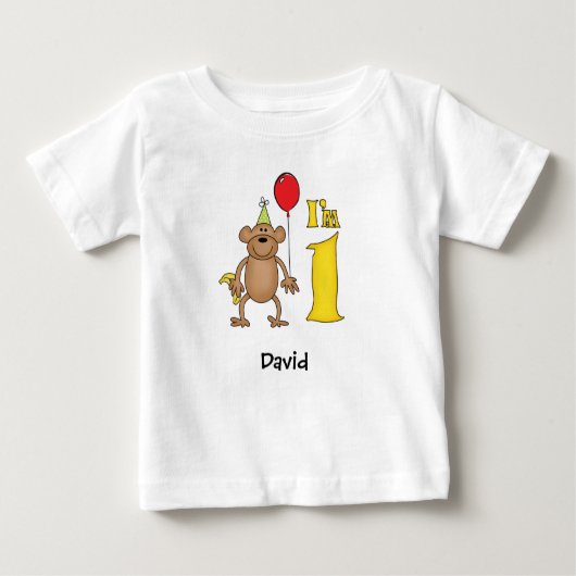 Funny Monkey 1st Birthday Baby T-Shirt (Voorkant)