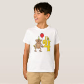 Funny Monkey 4th Birthday T-shirt (Voorkant volledig)