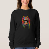Funny Monkey 60s 70s Groovy Gorilla, Hippie Ape, C Trui (Voorkant)
