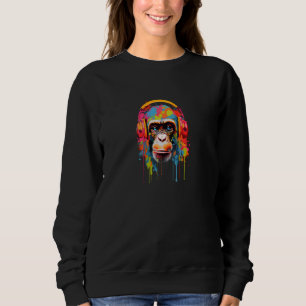 Funny Monkey 60s 70s Groovy Gorilla, Hippie Ape, C Trui
