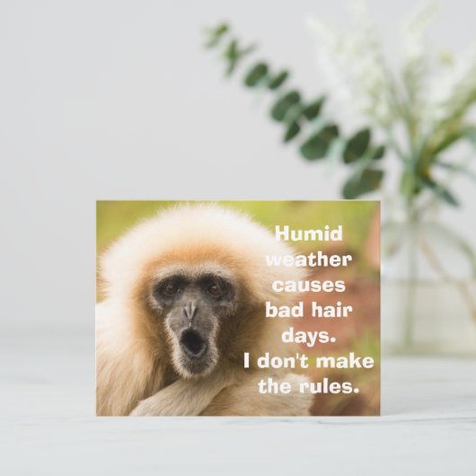 Funny Monkey Bad Hair Day Briefkaart (Staand voorkant)