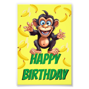 Funny Monkey Birthday Foto Afdruk