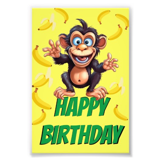 Funny Monkey Birthday Foto Afdruk (Voorkant)