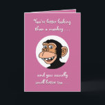 Funny Monkey Birthday Kaart<br><div class="desc">Funny cartoon MONKEY BIRTHDAY WENSKAART</div>