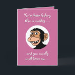 Funny Monkey Birthday Kaart<br><div class="desc">Funny cartoon MONKEY BIRTHDAY WENSKAART</div>