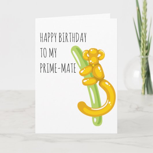 Funny Monkey Birthday Prime Mate-partner Kaart (Voorkant)