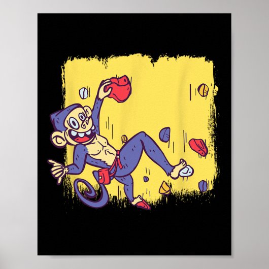 Funny Monkey Bouldering And Rock Climbing Poster (Voorkant)