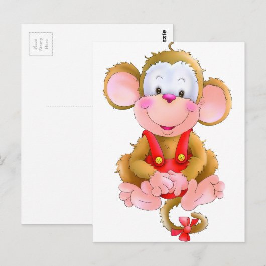 Funny monkey briefkaart (Voorkant / Achterkant)