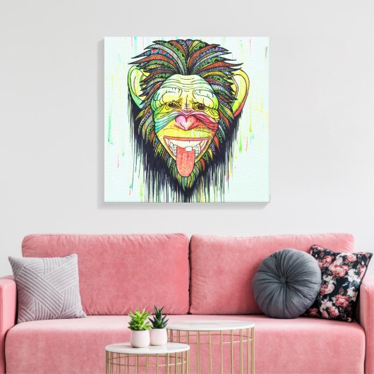 Funny Monkey Canvas Afdruk (Insitu (Woonkamer))