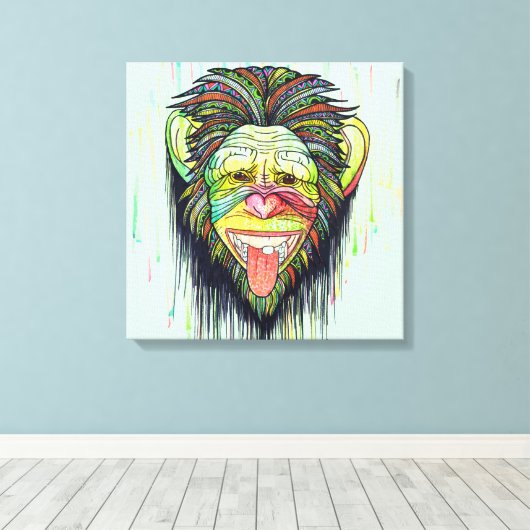 Funny Monkey Canvas Afdruk (Insitu (Houten vloer))