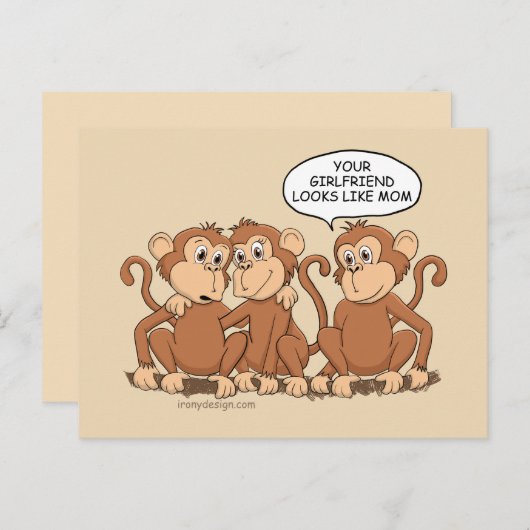 Funny Monkey Cartoon Design Feestdagenkaart (Voorkant / Achterkant)