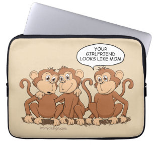 Funny Monkey Cartoon Design Laptop Sleeve