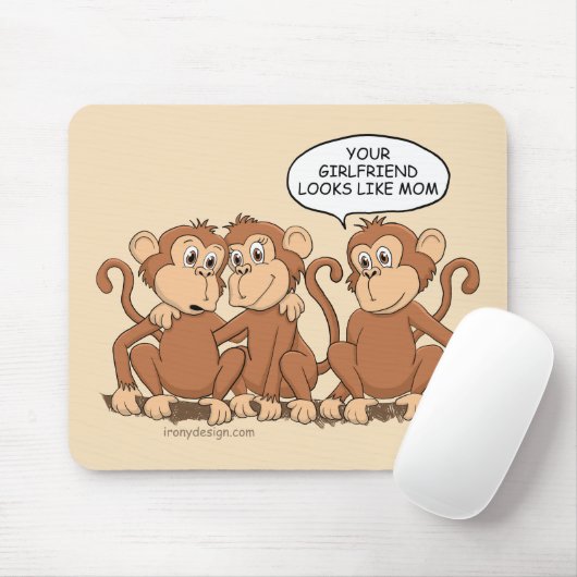 Funny Monkey Cartoon Design Muismat (Met muis)