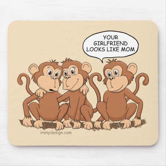 Funny Monkey Cartoon Design Muismat (Voorkant)