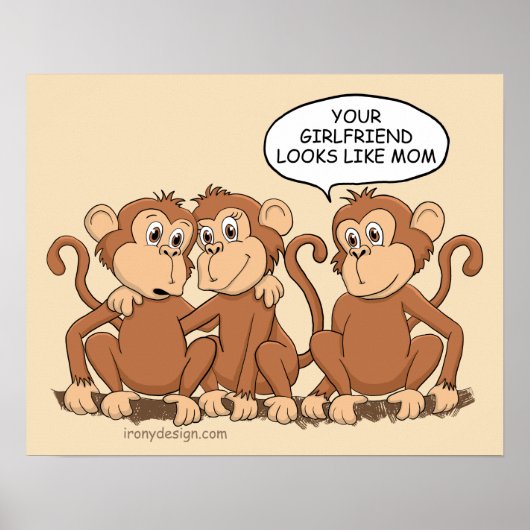 Funny Monkey Cartoon Design Poster (Voorkant)