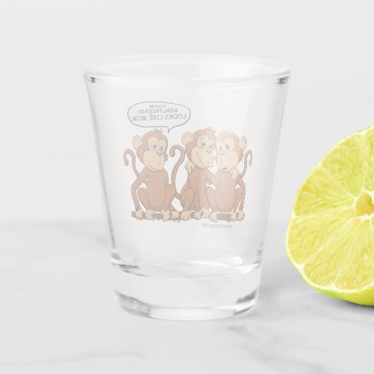 Funny Monkey Cartoon Design Shot Glas (Achterkant)