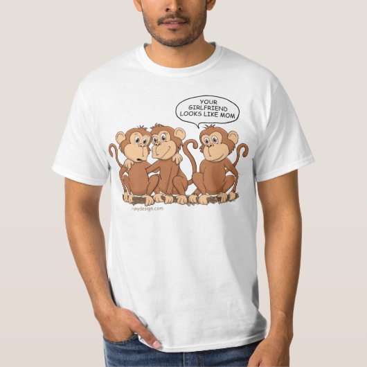 Funny Monkey Cartoon Design T-shirt (Voorkant)