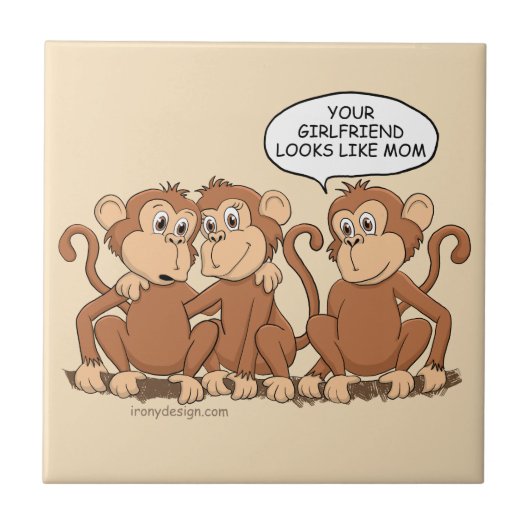 Funny Monkey Cartoon Design Tegeltje (Voorkant)