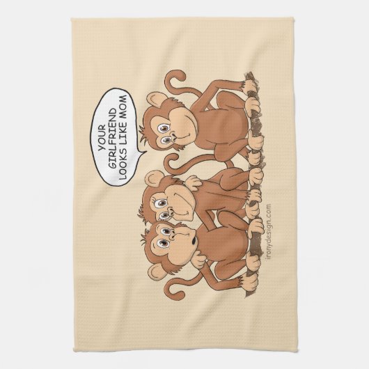 Funny Monkey Cartoon Design Theedoek (Verticaal)