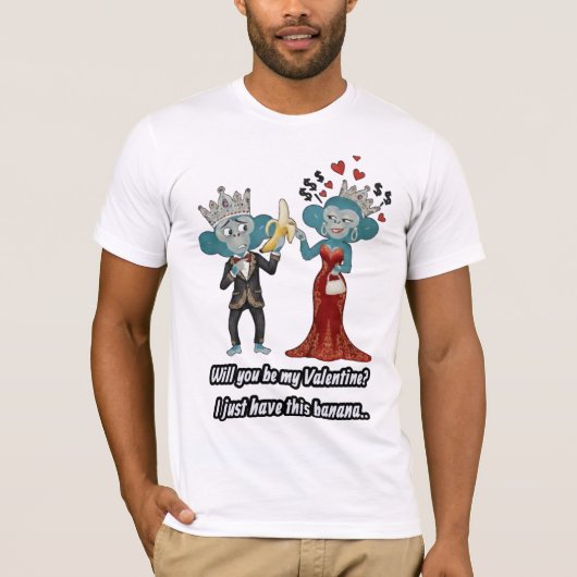 Funny monkey couple valentine's day T-Shirt (Voorkant)
