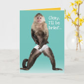 Funny Monkey die Witte Briefs Birthday draagt Kaart (Gele Bloem)