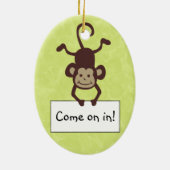 Funny Monkey door Hanger Keramisch Ornament (Achterkant)