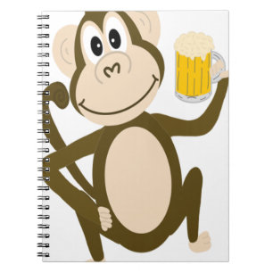 Funny Monkey Drink Beer Cartoon Notitieboek