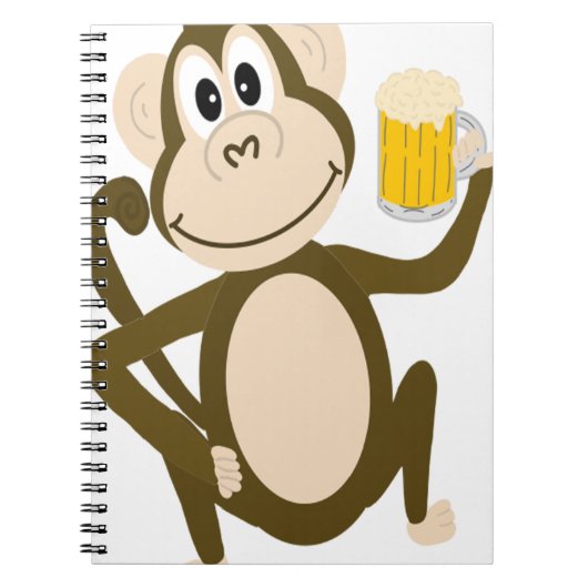 Funny Monkey Drink Beer Cartoon Notitieboek (Voorkant)