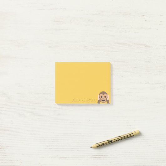 Funny Monkey Emoji | Aangepaste naam Post-it® Notes (Op bureau)