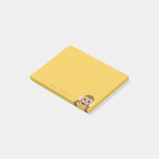 Funny Monkey Emoji | Aangepaste naam Post-it® Notes (Schuin)