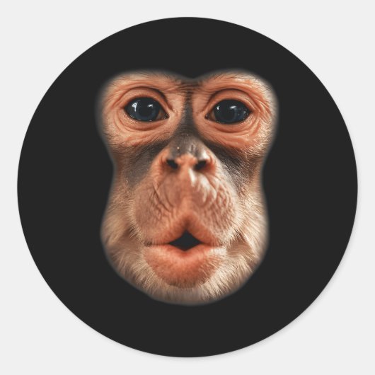 Funny Monkey Face Breath Mannen Boy Kind Halloween Ronde Sticker (Voorkant)