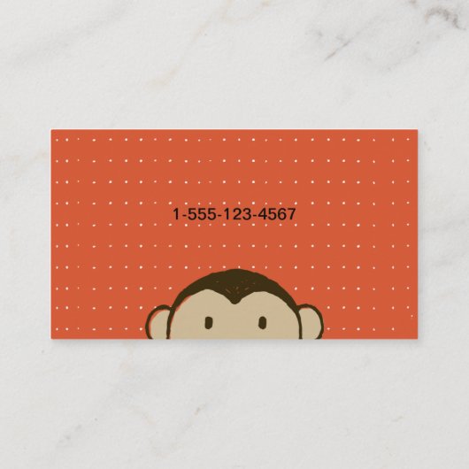 Funny Monkey Face | Cute Cartoon Visitekaartje (Achterkant)