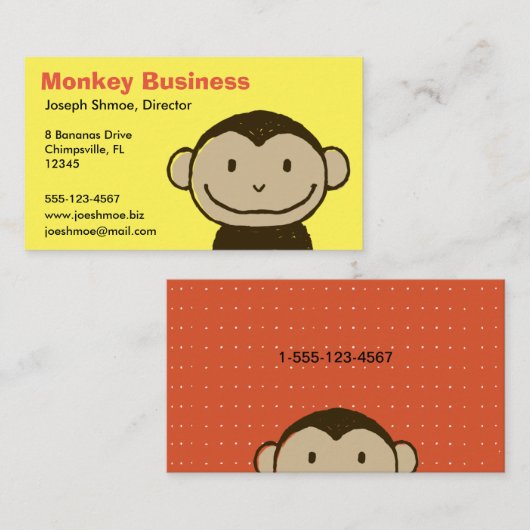 Funny Monkey Face | Cute Cartoon Visitekaartje (Voorkant / Achterkant)