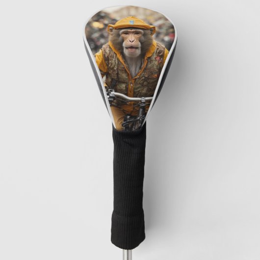 Funny Monkey Fietsen Golf Head Hoesje Golfheadcover (Voorkant)