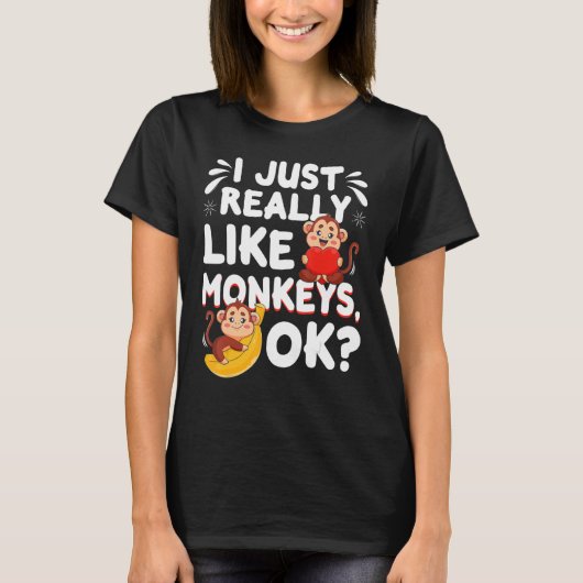 Funny Monkey Gift... ik hou echt van apen T-shirt (Voorkant)