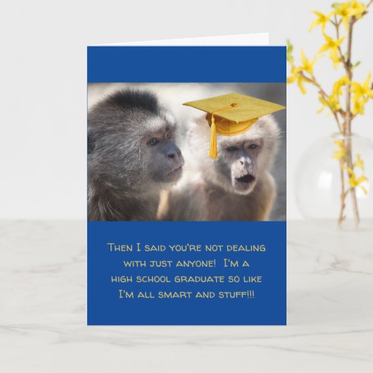 Funny Monkey Happy Afstuderen Wenskaart Kaart (Gele Bloem)