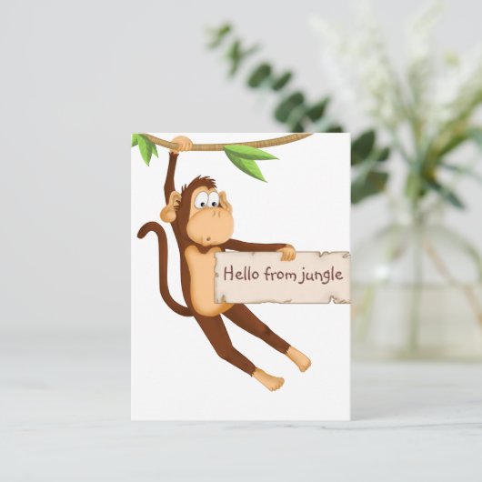 Funny monkey holding Jouw tekst Briefkaart (Staand voorkant)