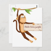 Funny monkey holding Jouw tekst Briefkaart (Voorkant / Achterkant)