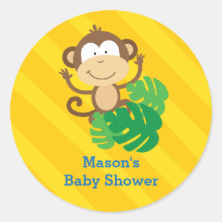 Funny Monkey in het Oerwoud Gepersonaliseerde Stic Ronde Sticker