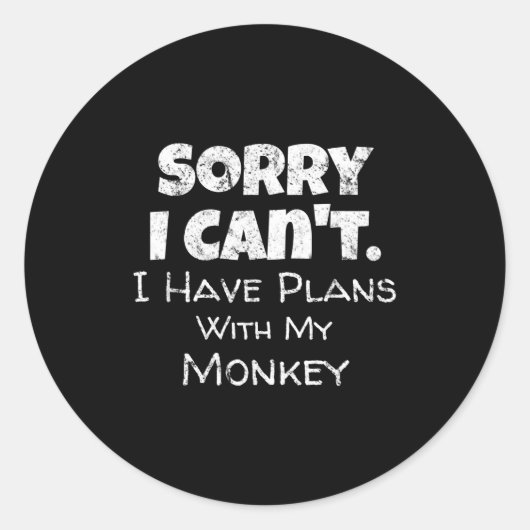 Funny Monkey Lover Quote Design - Plans With My Mo Ronde Sticker (Voorkant)