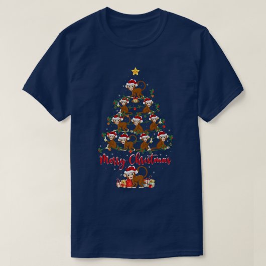 Funny Monkey Lover Xmas overeenkomend met Santa Mo T-shirt (Design voorkant)
