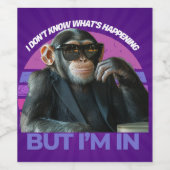 Funny Monkey Meme | Retro minimalistische snoeppot Wijn Etiket (Enkel label)