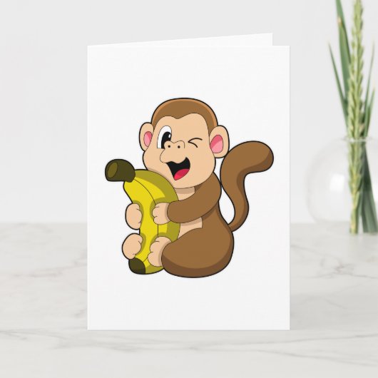 Funny Monkey met Banana Kaart (Voorkant)