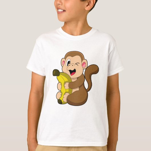 Funny Monkey met Banana T-shirt (Voorkant)